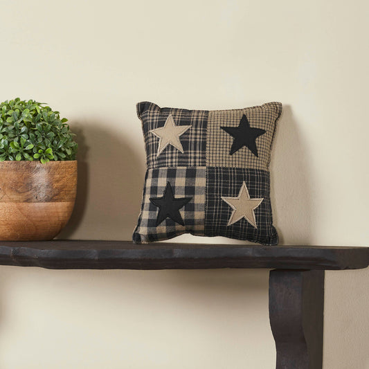 Black Check Star Pillow 6x6