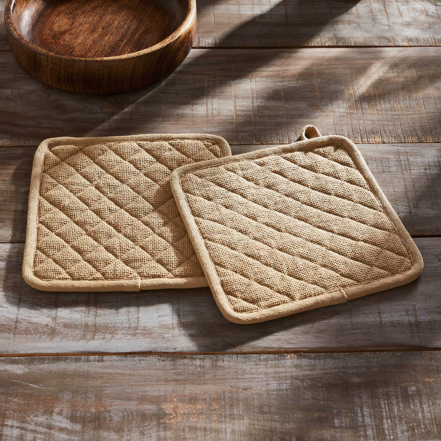 Burlap Natural Pot Holder Set of 2