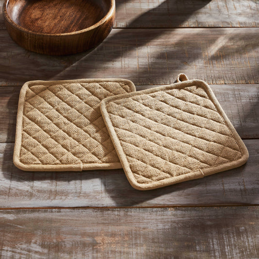 Burlap Natural Pot Holder Set of 2