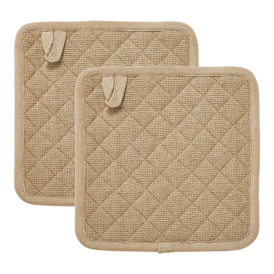 Burlap Natural Pot Holder Set of 2 8x8
