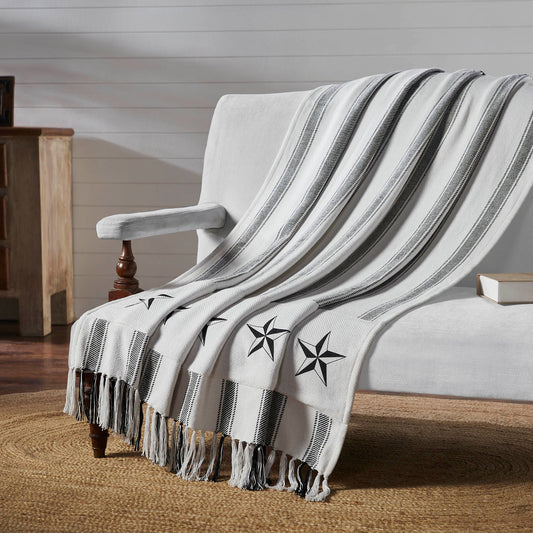 Sawyer Mill Black Ticking Stripe Woven Throw