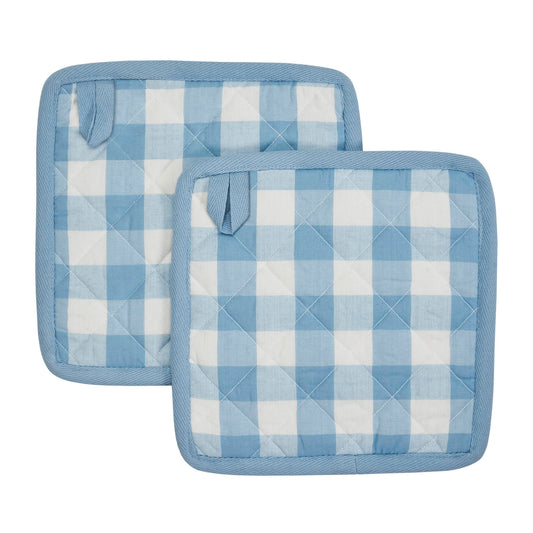 Annie Buffalo Check Blue Pot Holder Set of 2 8x8