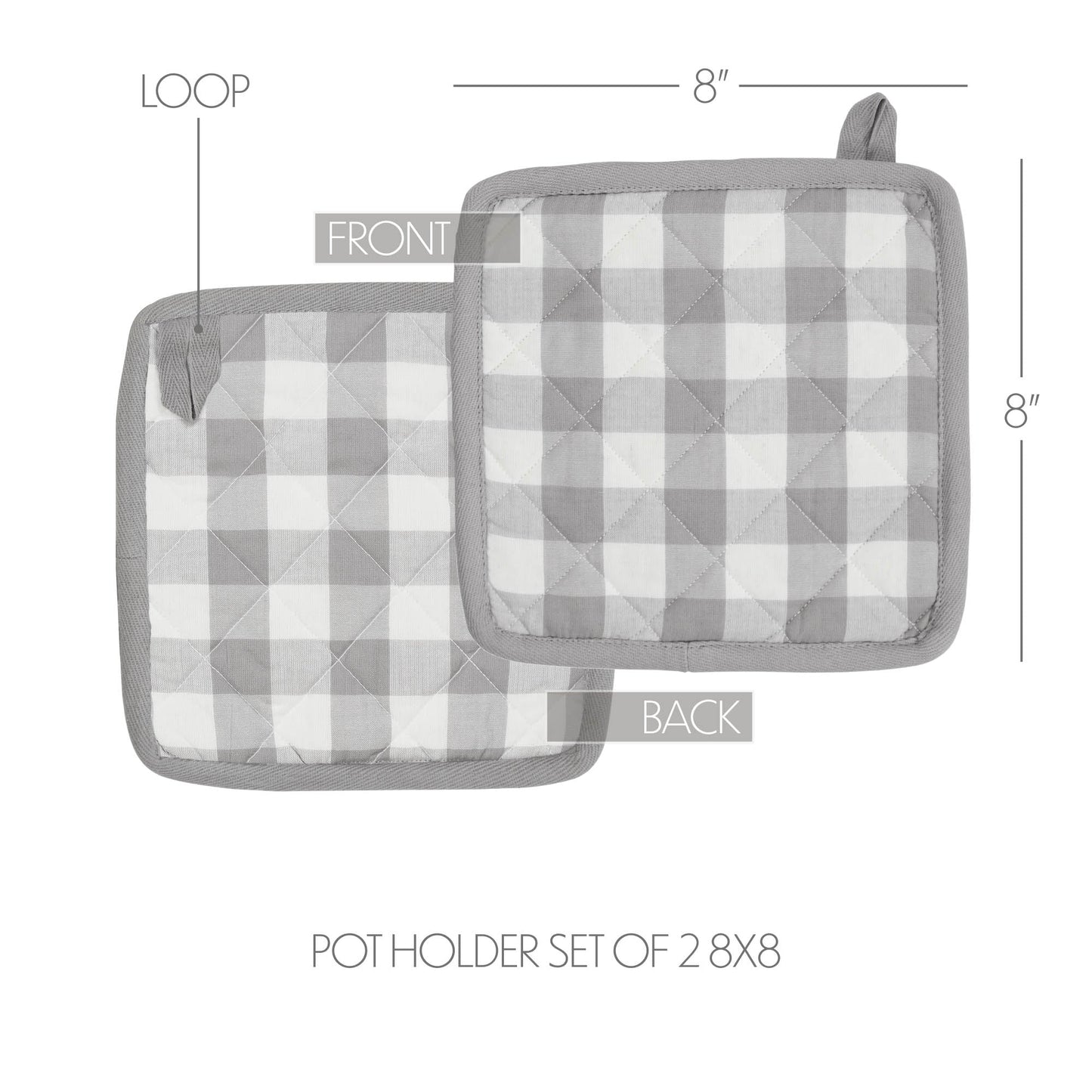 Annie Buffalo Check Grey Pot Holder Set of 2 8x8