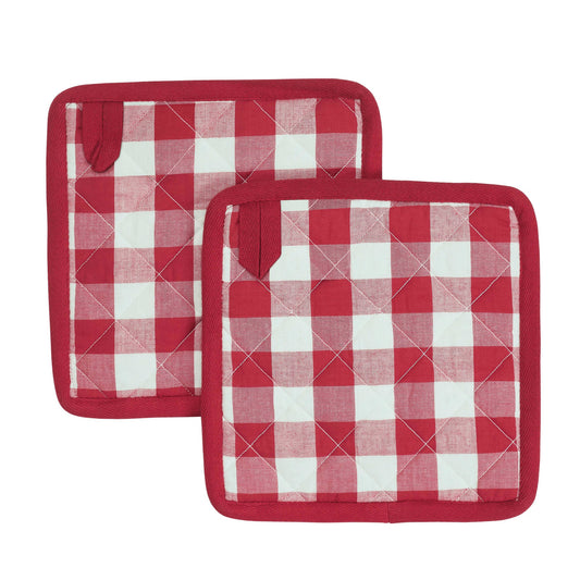 Annie Buffalo Check Red Pot Holder Set of 2 8x8