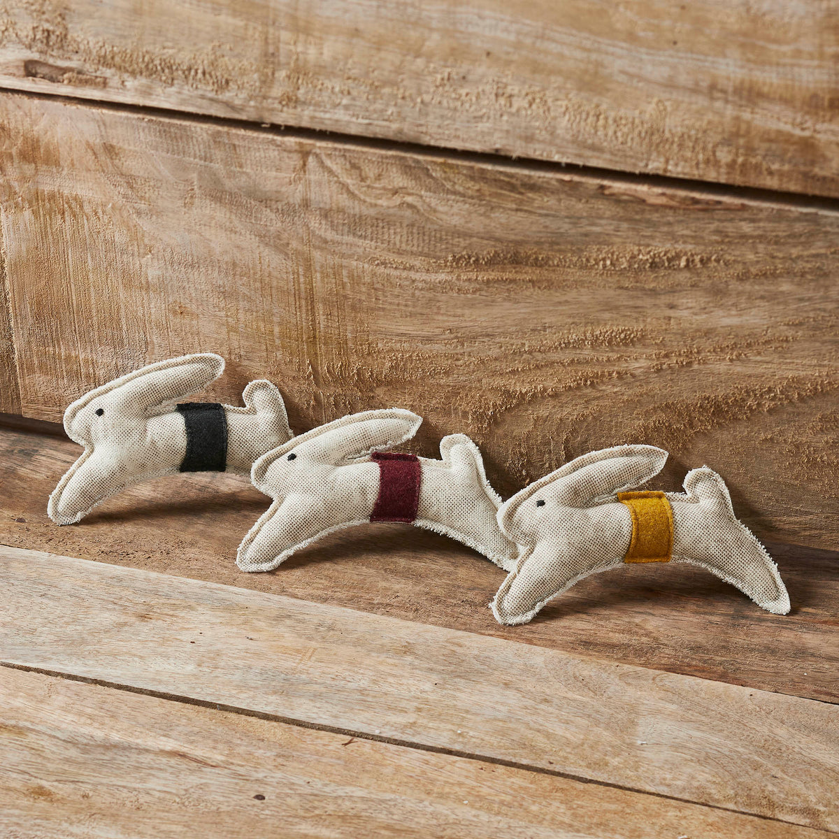 Spring In Bloom Primitive Leaping Bunny Bowl Filler Set of 3
