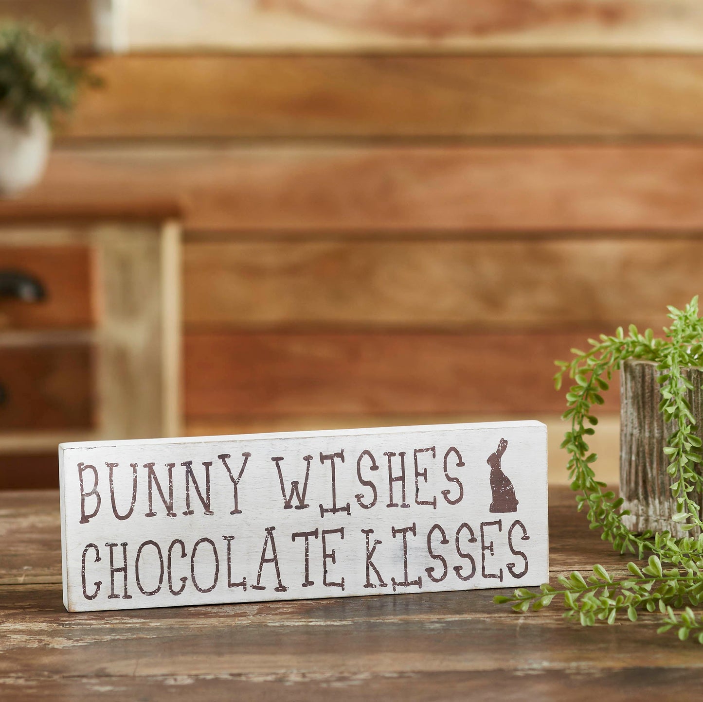 Bunny Wishes Chocolate Kisses Wooden Sign