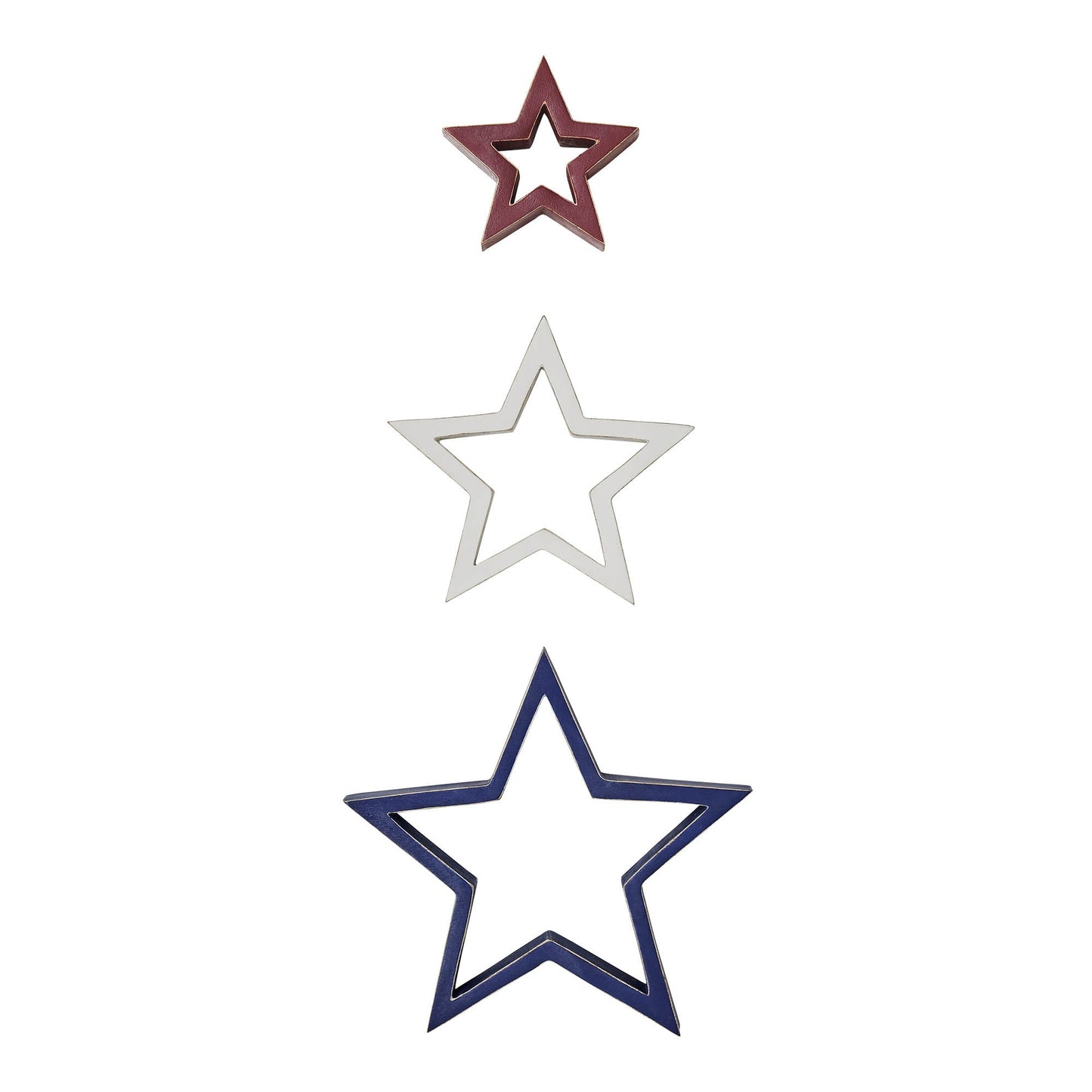 Wooden Nested Stars RWB 3-in-1 10x10x1.5