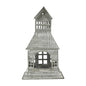Tealight Holder Metal Village House A Antique Grey 9.5x5.5x5.5