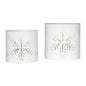Scenic Snowflake Distressed White Metal Candle Holder Set of 2 - 3.75/4.75 inch