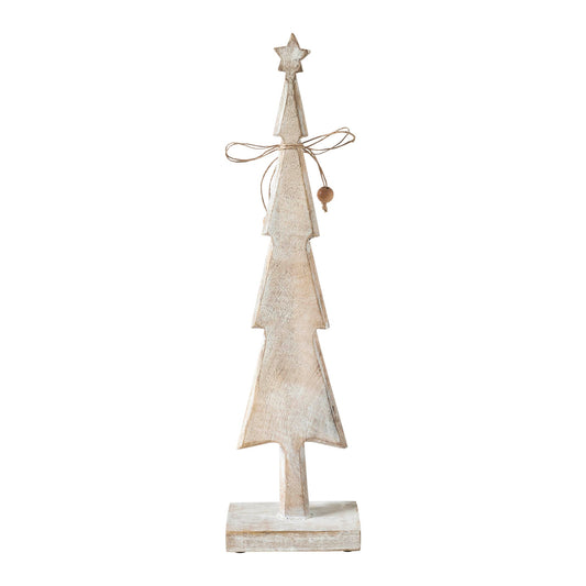 Star Top Christmas Tree Narrow White Wooden Figurine 16x4x2.5