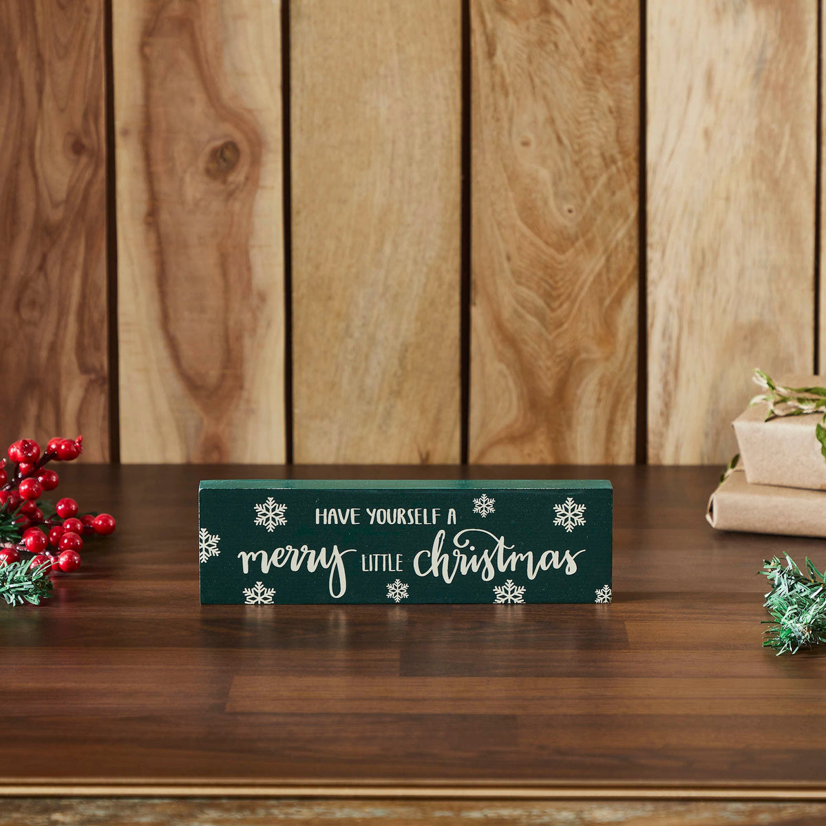 Have Yourself A Merry Little Christmas Green Block Sign