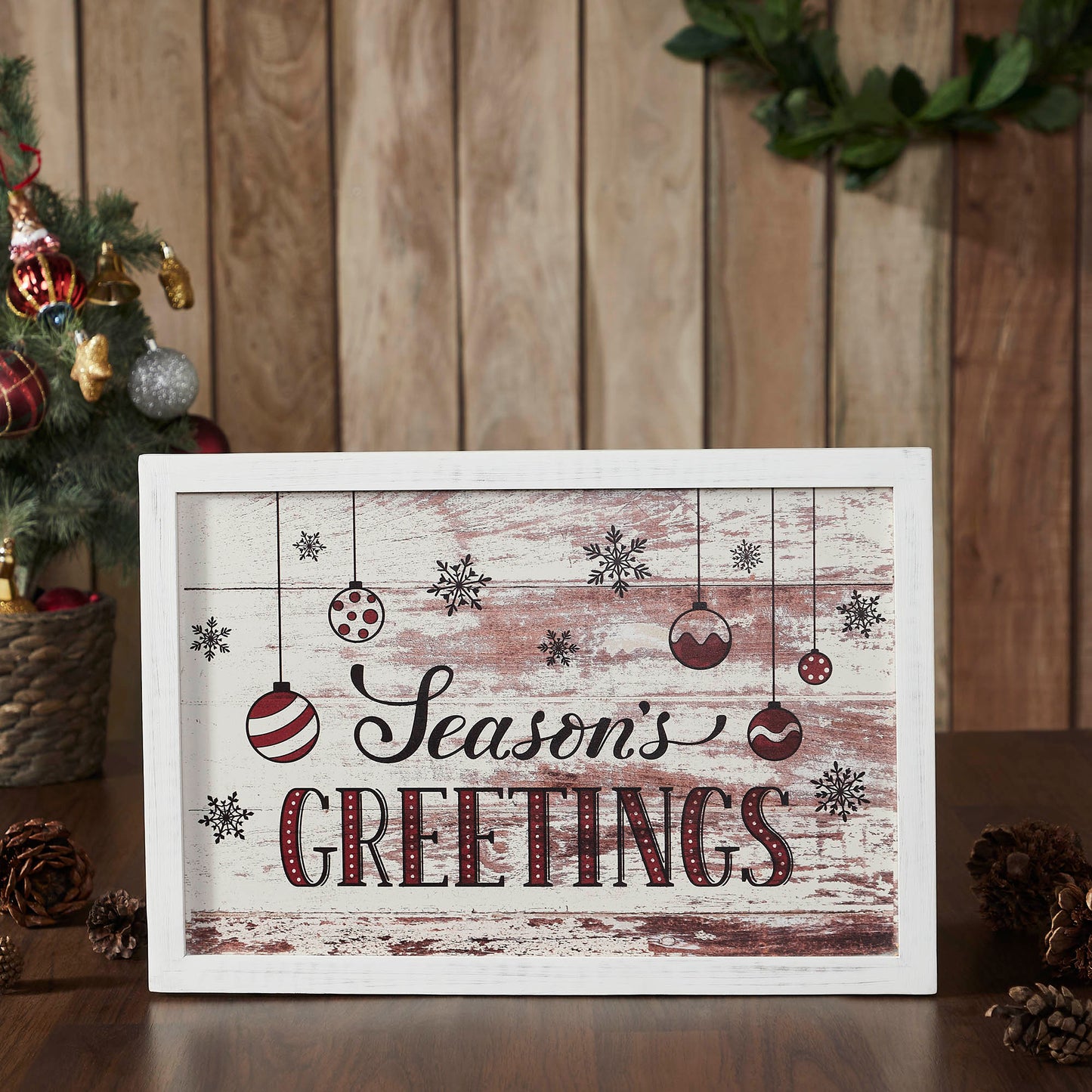 Season's Greetings Ornaments Wall Hanging Sign