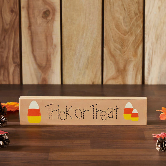 Halloween Trick or Treat Candy Corn MDF Wall Decor Sign Festive Fall Accent