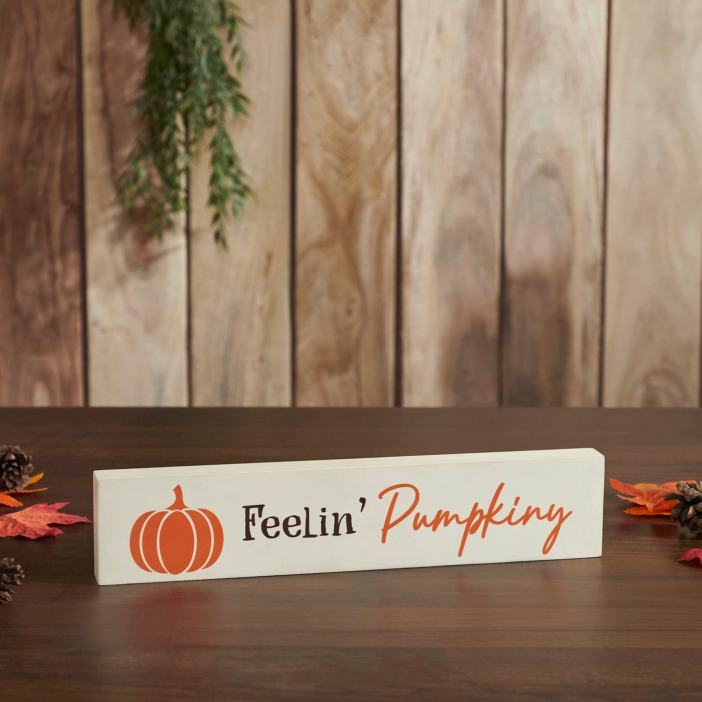 Pumpkin Harvest Cream MDF Decor Sign Farmhouse Autumn Wall Plaque 2.75x13