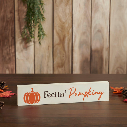 Pumpkin Harvest Cream MDF Decor Sign Farmhouse Autumn Wall Plaque 2.75x13