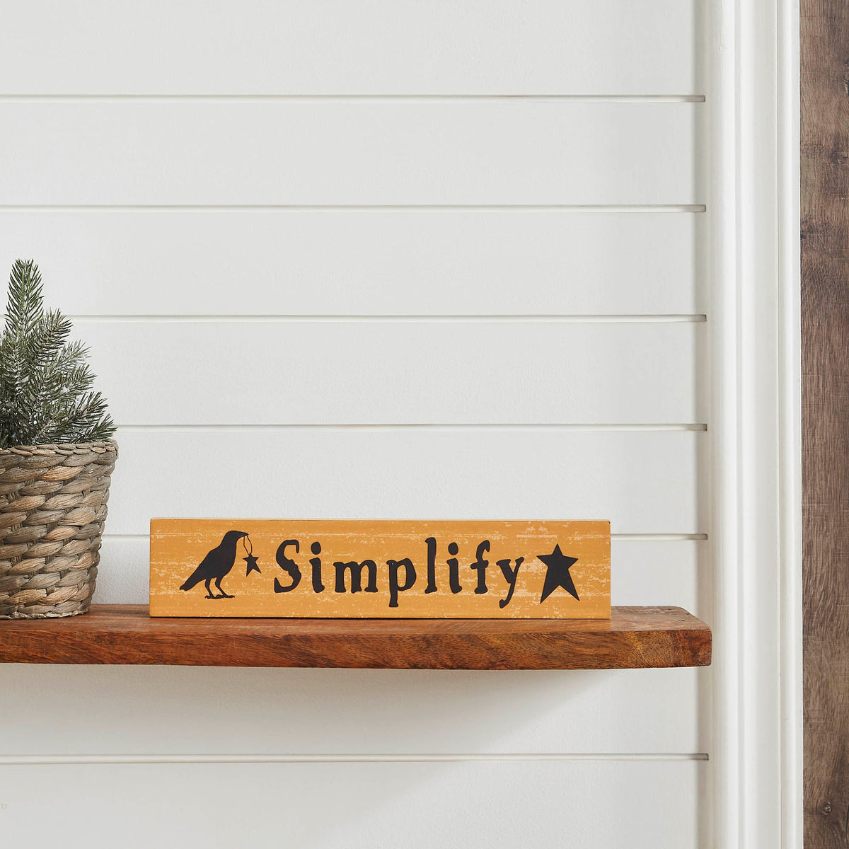 Simplify Primitive Stars Rustic Wall Sign, Farmhouse Raven Mustard Base MDF Decor Plaque, Country Home Accent, Inch