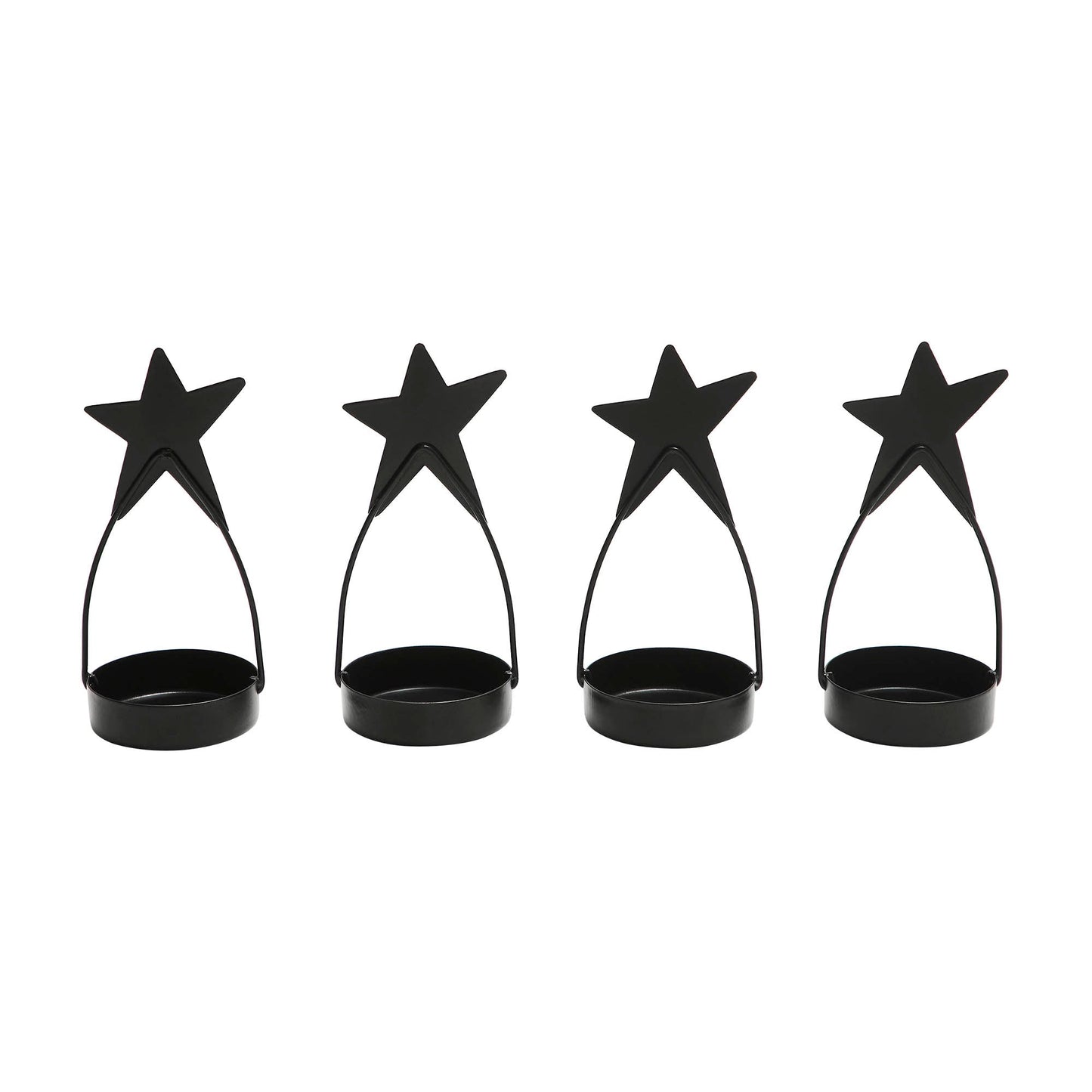 Star Tealight Holder Black Set of 4 4x1.75x1.75