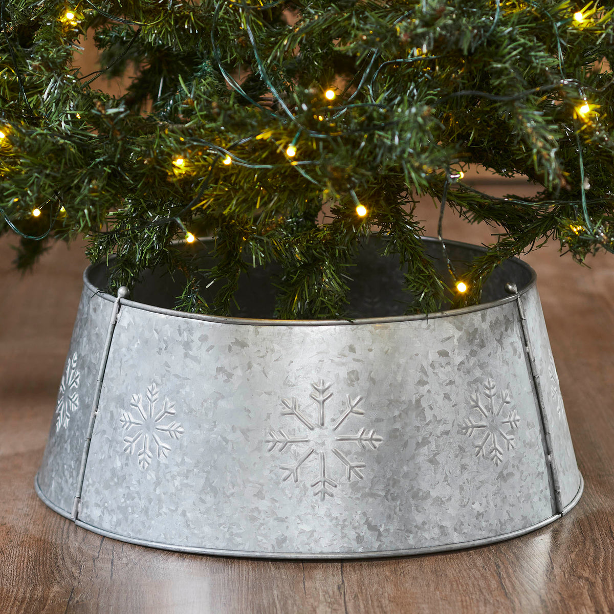 Snowflake Christmas Tree Collar Metal Galvanized