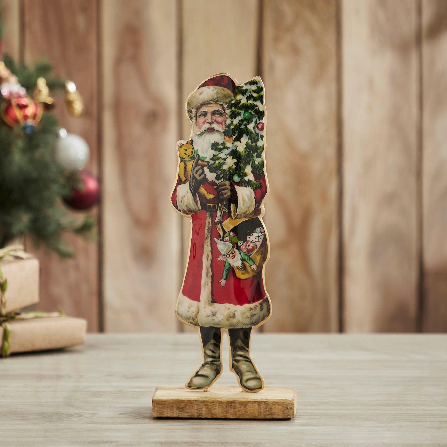 Vintage Nostalgic Santa Christmas Tree Figurine
