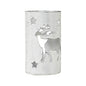 Winter Walk Distressed White Metal Candle Holder 4.25x2.75x2.75