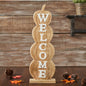 Fall Welcome Pumpkin Stack Wooden Porch Sign Rustic Farmhouse Harvest Home Decor, 24.5 Inch