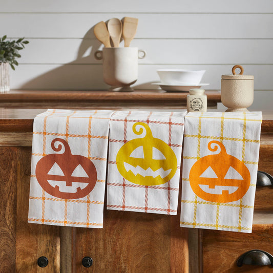 Farmhouse Halloween Kitchen Dish Towel Set of 3 Rustic Fall Country Decorative Hand Towels Absorbent Spooky Autumn Decor
