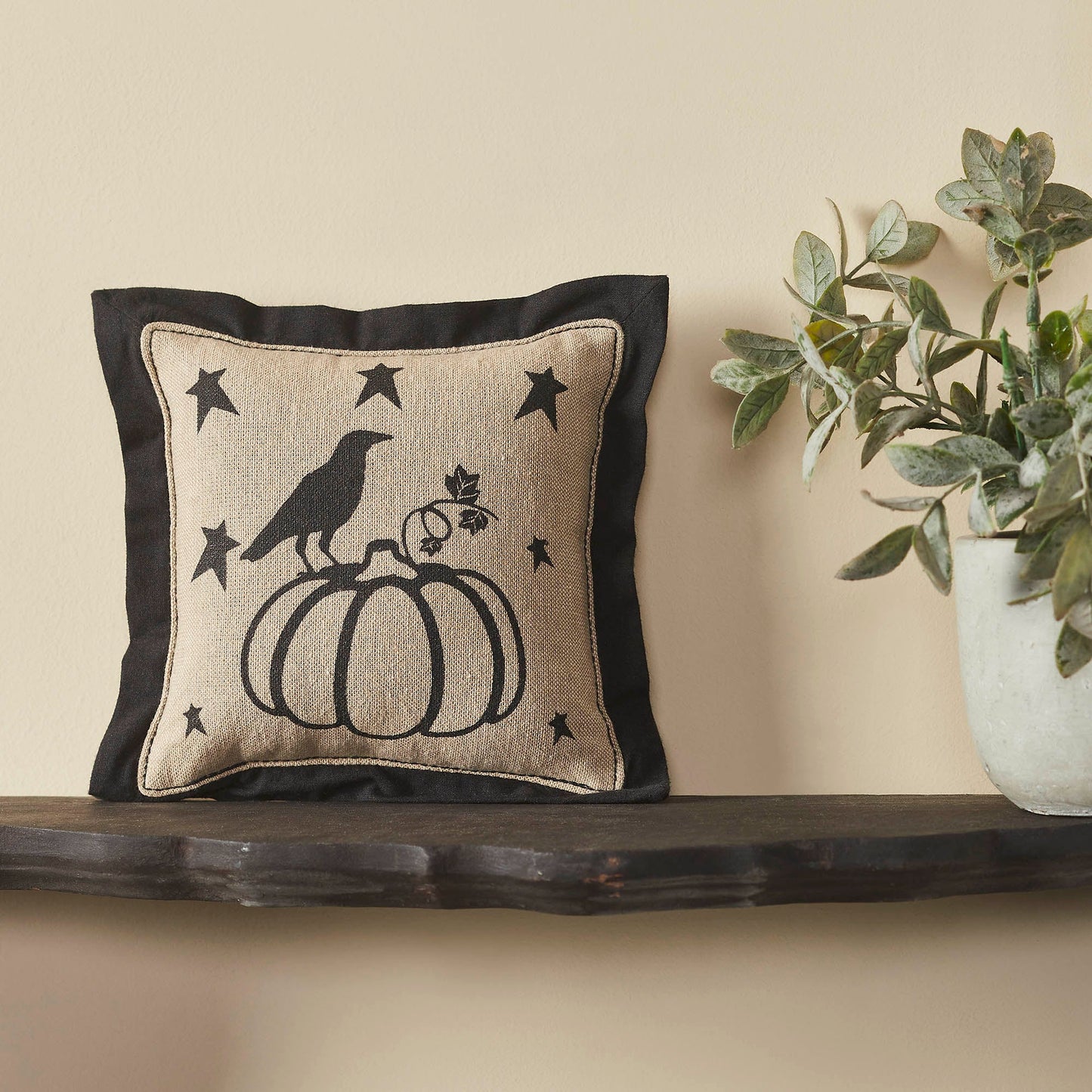 Raven Harvest Primitive Pumpkin Decorative Pillow Inch Farmhouse Fall Accent Cushion