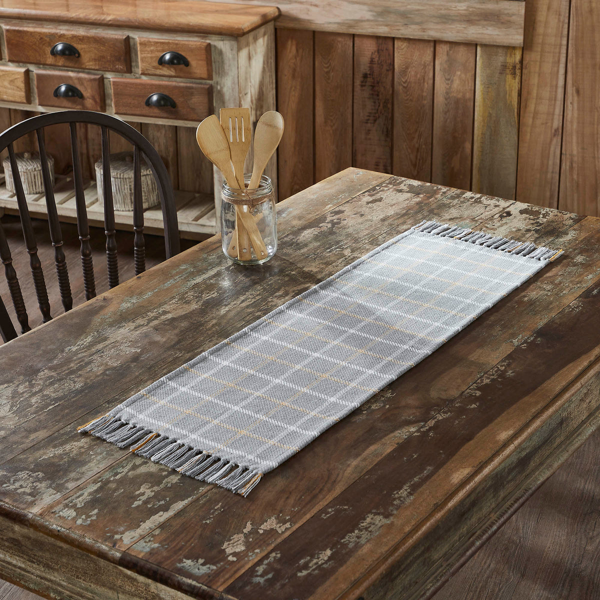 Harvest Blessings Plaid Cotton Table Runner Inch Fall Autumn Thanksgiving Farmhouse Rustic Decor