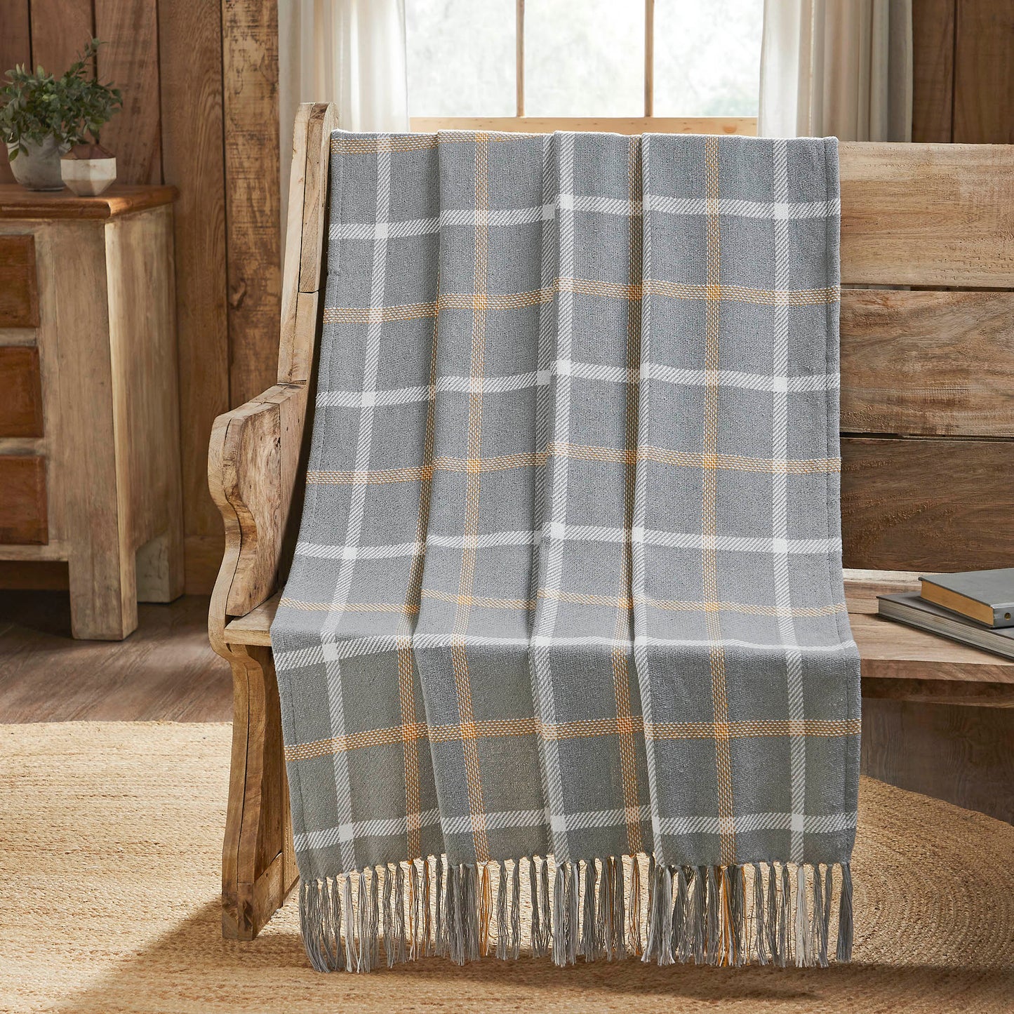 Harvest Blessings Autumn Farmhouse Plaid Throw Blanket Rustic Fall Cozy Decorative Sofa Accent