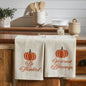 Harvest Blessings Cotton Farmhouse Pumpkin Tea Towel Set of 2, 19x28 Autumn Fall Kitchen & Dish Drying Towels