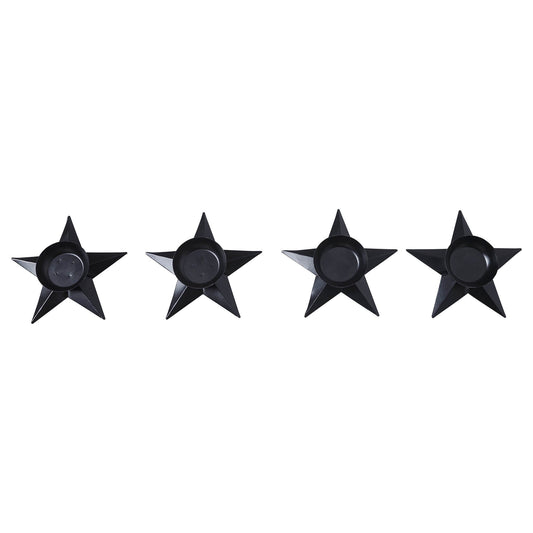 Tealight Holder Star Antique Black Set of 4 1.5x5x5