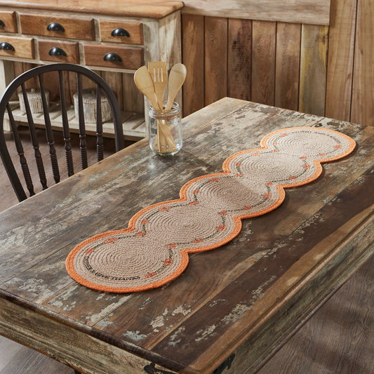 Harvest Blessings Natural Jute Stenciled Pumpkin Table Runner 12x48 inches Autumn Fall Farmhouse Decor