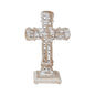 Natural & Distressed White Wooden Cross w/ Rosette Center & Base 13x8x5