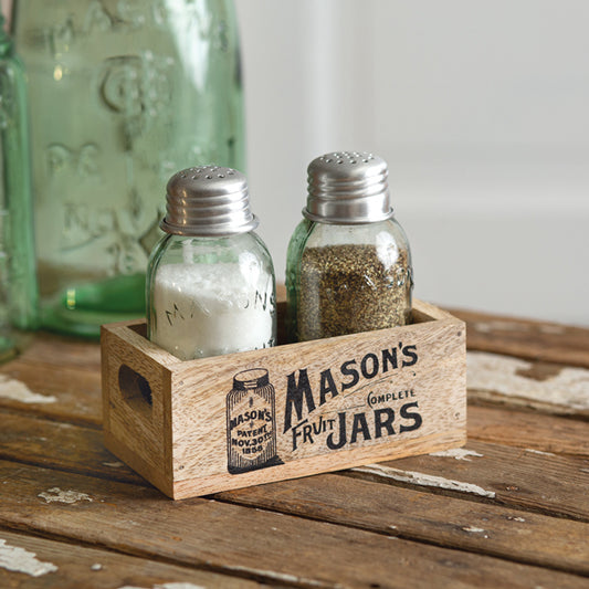 Mason's Jars Wooden Salt & Pepper Caddy - Min of 2