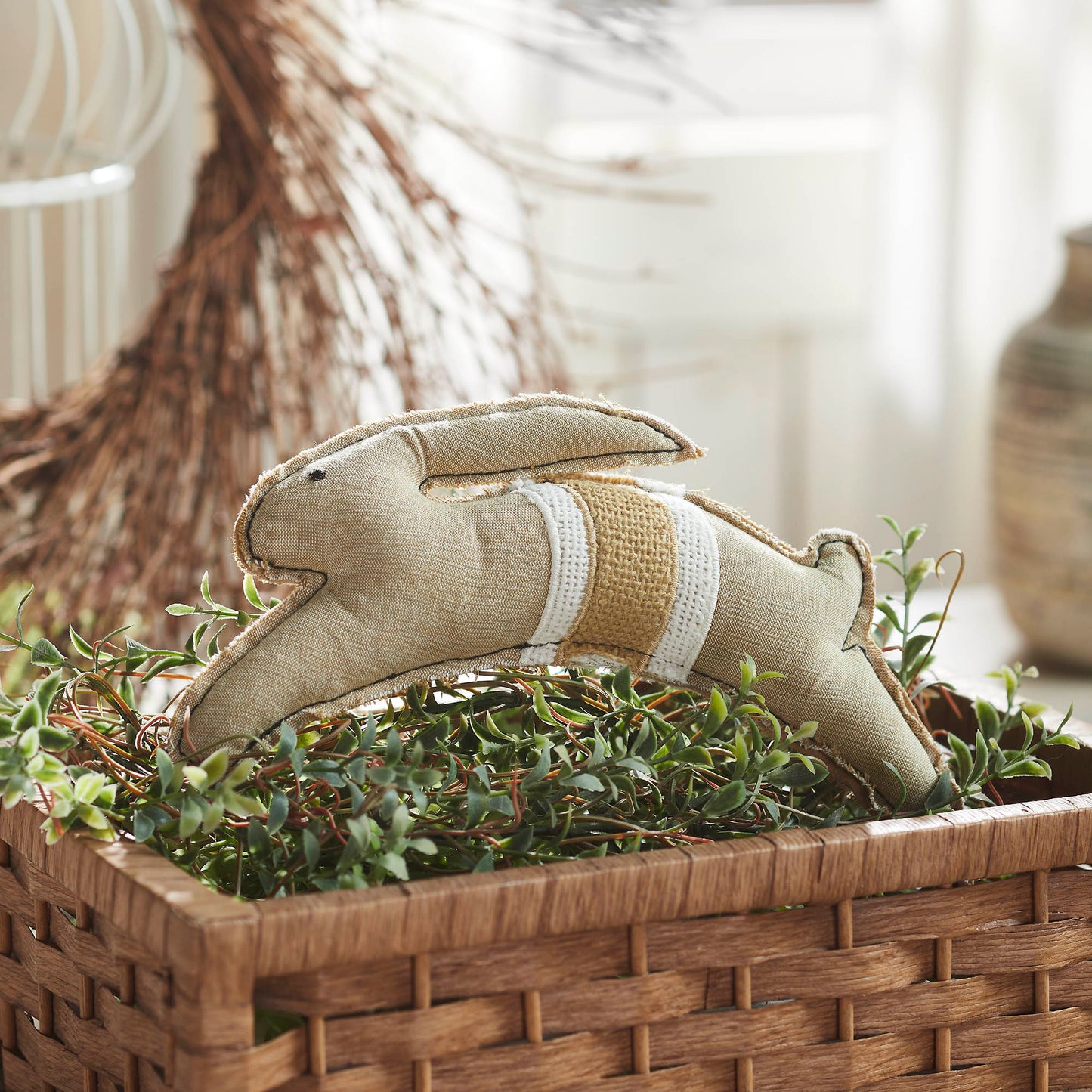 Spring In Bloom Leaping Bunny Pillow