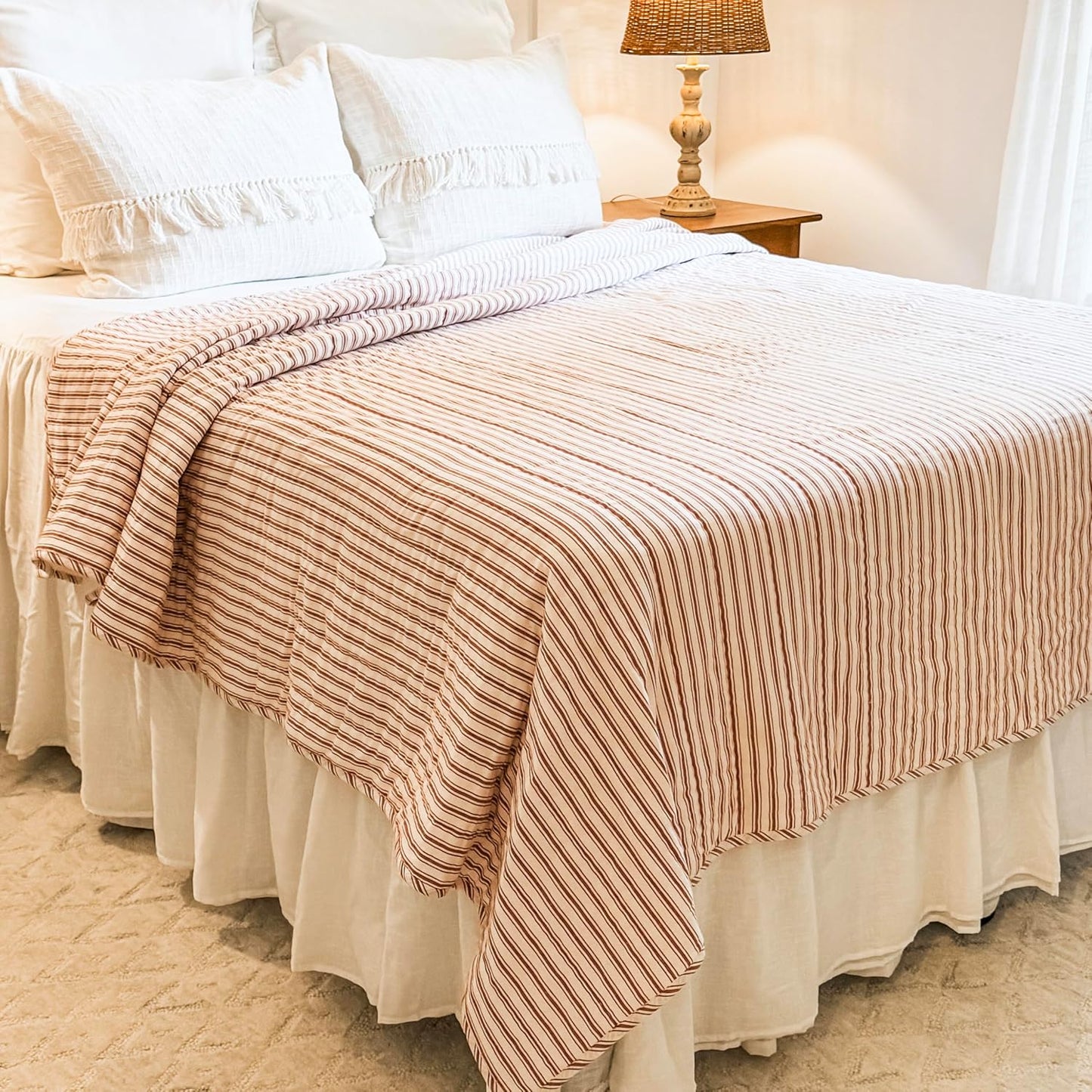 Timeless Ticking Red King Quilt 95Lx105W