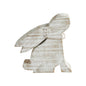 Bunny Hop Natural Wooden Sitting Bunny Looking Up - Pearl Bead Collar Easter Shelf Decor - 8x7.5x1.5