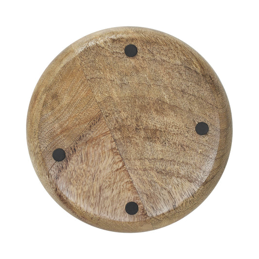 Bunny Hop Decorative Wooden Plate with White Bunny Motif - Rustic Farmhouse Spring Accent - 8.5 Diameter
