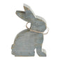 Bunny Hop Grey Wooden Sitting Bunny with Natural Bead Collar - Rustic Farmhouse Easter Decor - 6x4x1