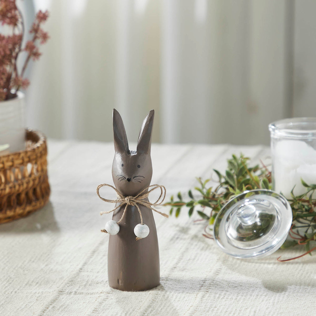 Spring In Bloom Wooden Cone Bunny- Folk Art Style Easter Tabletop Accent- Painted Finish- 6.5 Tall