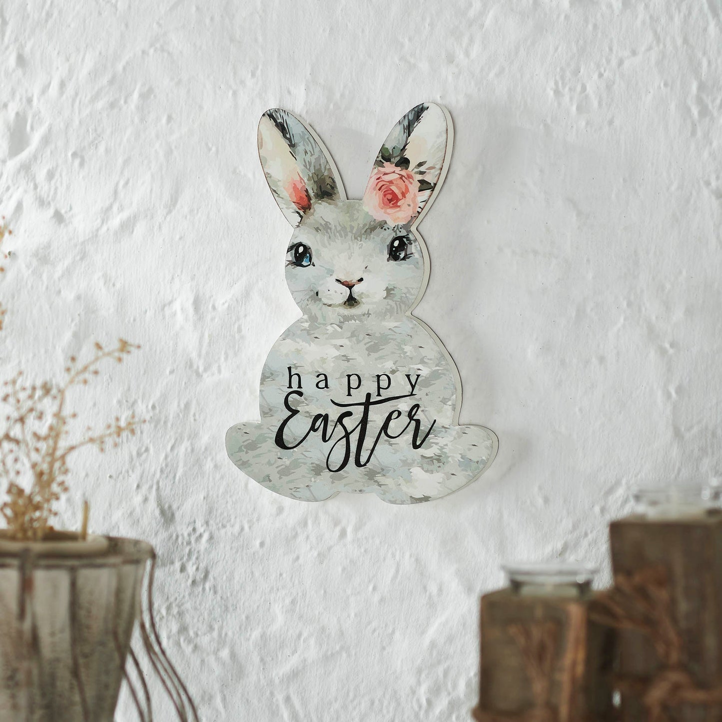 Bunny Hop Happy Easter Bunny MDF Wall Sign