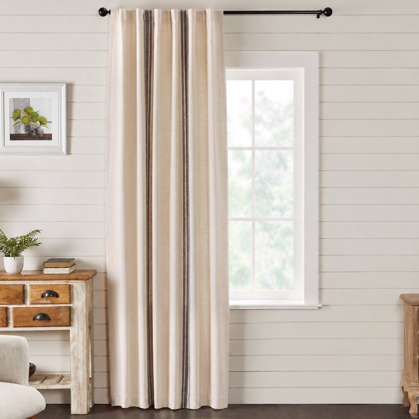 Market Place Gray Grain Sack Stripe Blackout Panel
