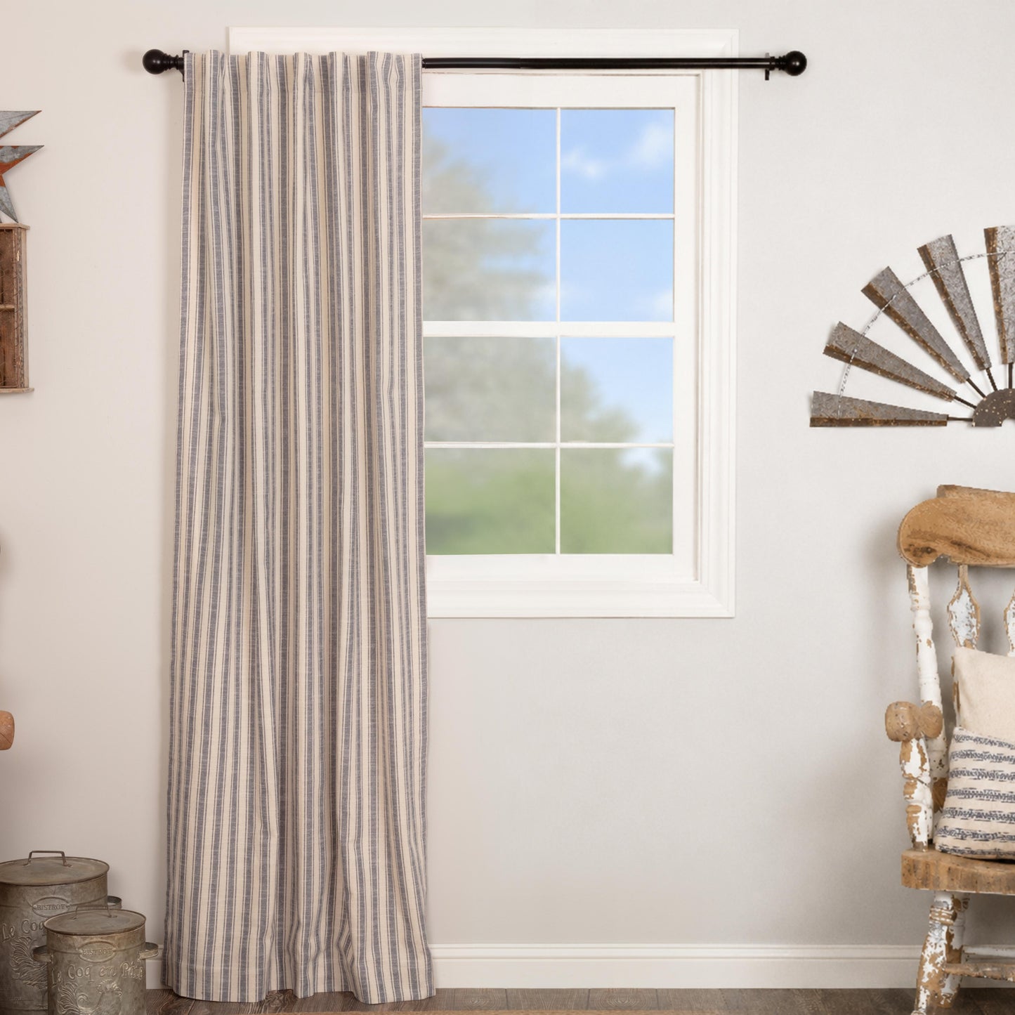 Market Place Blue Ticking Stripe Blackout Panel