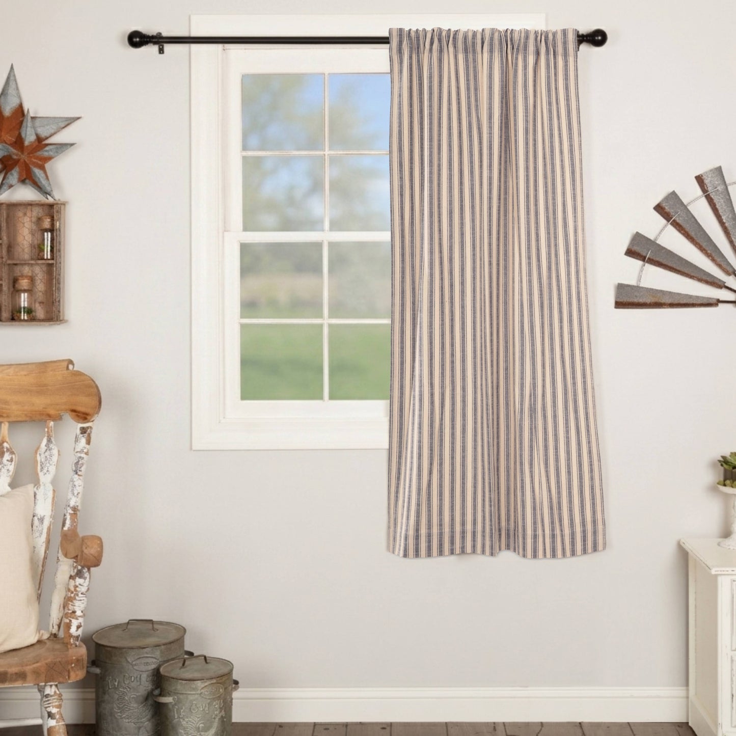 Market Place Blue Ticking Stripe Blackout Short Panel