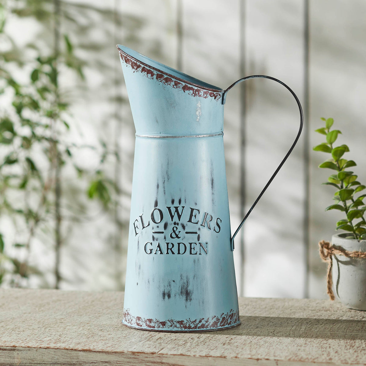 Spring In Bloom Galvanized Metal Flowers & Garden Decorative Pitcher