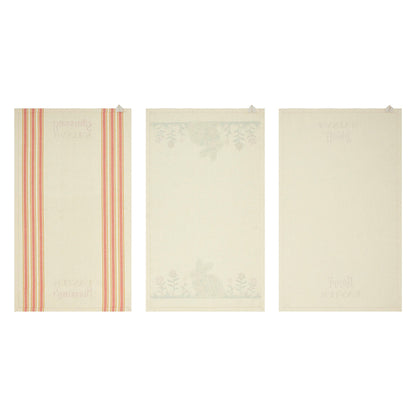 Bunny Hop Floral Bunny & Easter Tea Towel Set of 3 16x28