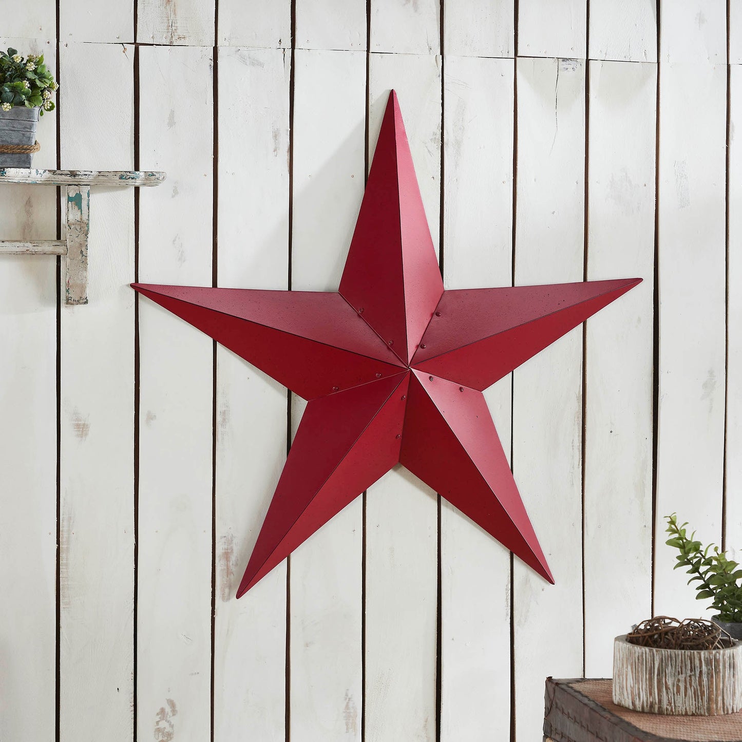 Metal Star Speckled Burgundy Distressed 36x36