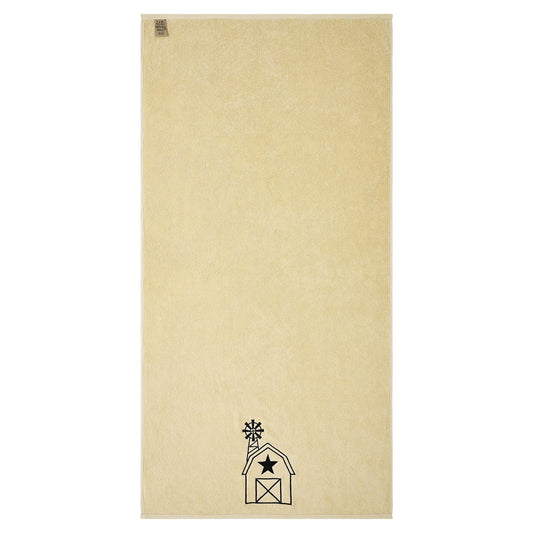 Black Barn w/ Mill Creme Bath Towel Set of 2 27x54