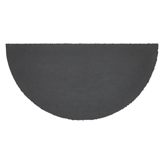 Charleston Mosaic Black Grey Coir Rug Half Circle 16.5x33
