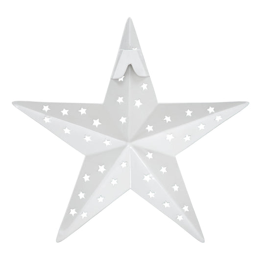 Metal Star Punched White 6x6